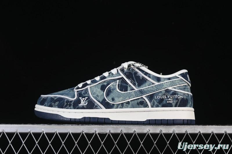 Nike SB Dunk Low LV Collaboration Blue Denim Low-Top Casual Skate Shoes - SC0601-466