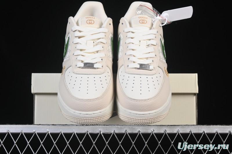 Nike Air Force 1 '07 Low Gucci Collaboration White Brown Green Casual Sneakers - YF9511-804