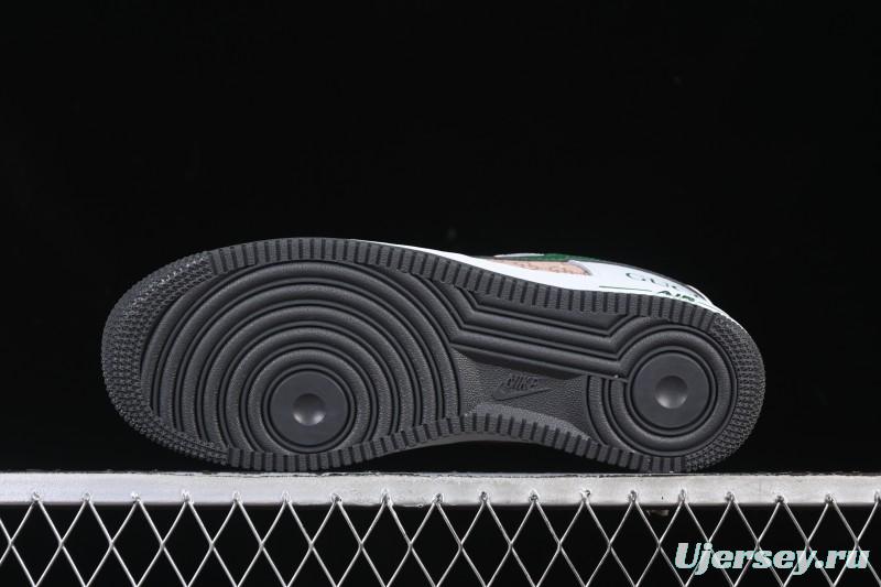 Nike Air Force 1 '07 Low Gucci Collaboration Pattern Grass Green Casual Sneakers - AH8462-004
