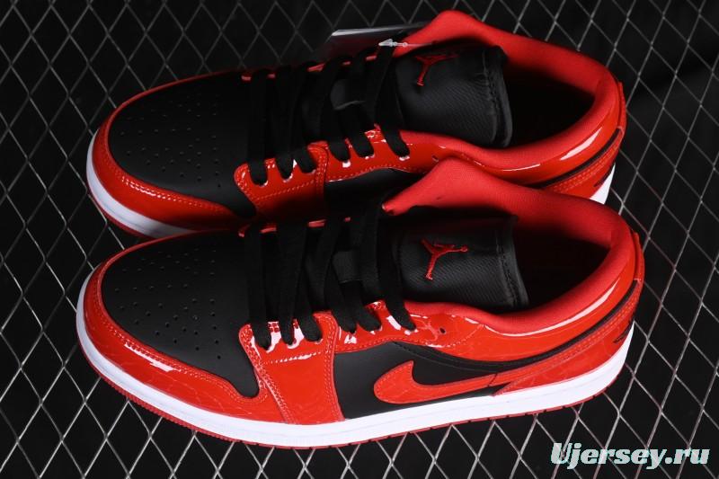 Nike Air Jordan 1 Low AJ1 Patent Leather Black Red Low-Top Casual Sneakers HV4089-006