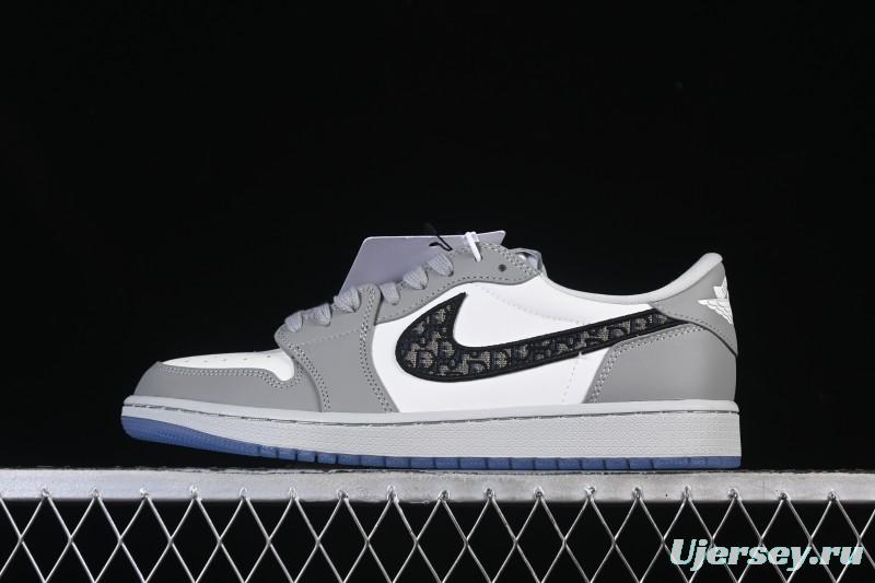 Dior Air Jordan 1 Low White Grey Collaboration Low-Top Sneakers - CN8608-002