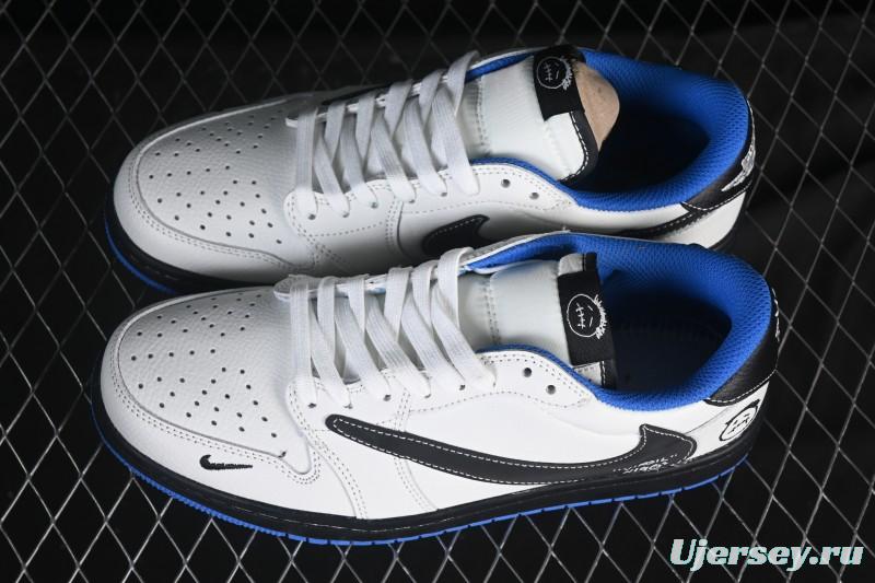 Nike Travis Scott x Fragment Design x Air Jordan 1 Low OG SP AJ1 Blue Swoosh Low-Top Casual Sneakers - DZ5899-027