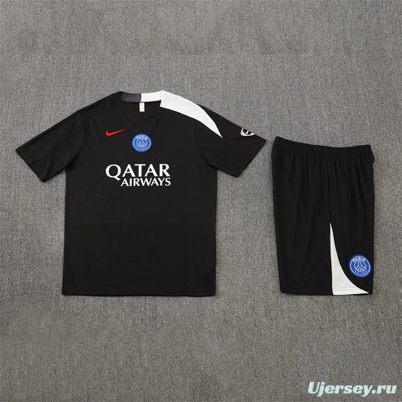 25/26 PSG Black T90 with XS Short Sleeve+Soccer Shorts