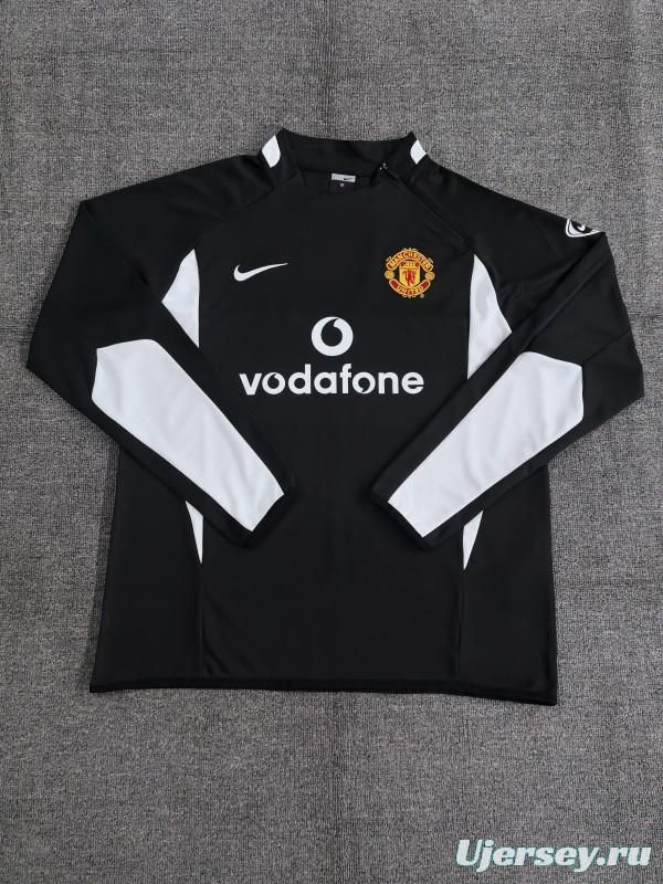 Retro 02/03 Manchester United Black Half Zipper Jacket