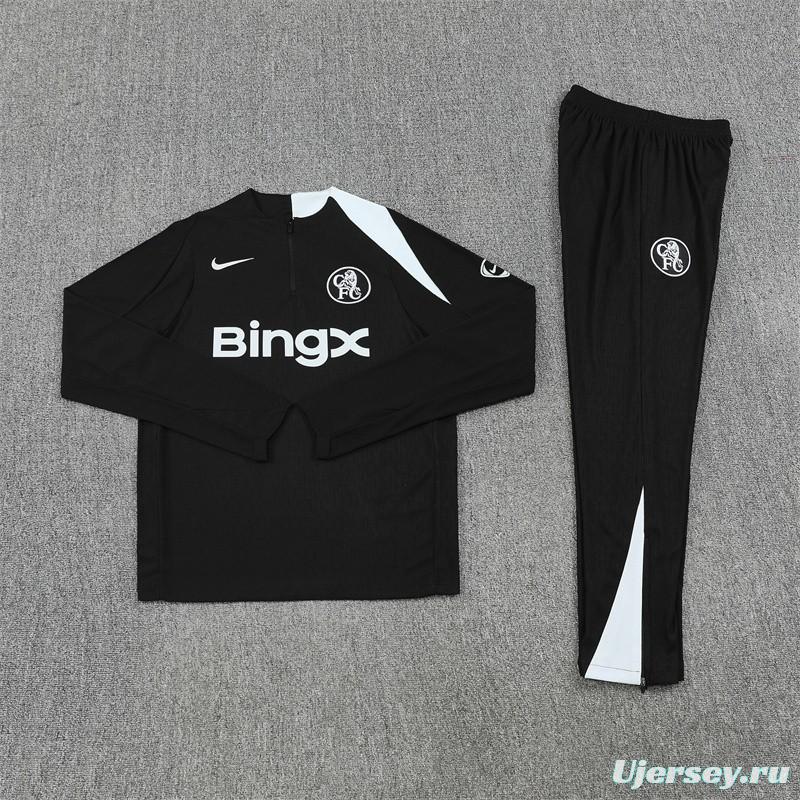 Player Version 25/26 Chelsea Black T90 Half Zipper Jacket+Long Pants