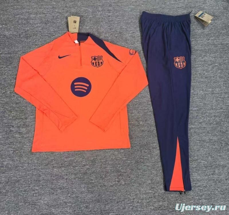 Player Version 25/26 Kids Barcelona Orange T90 Half Zipper Jacket+Long Pants