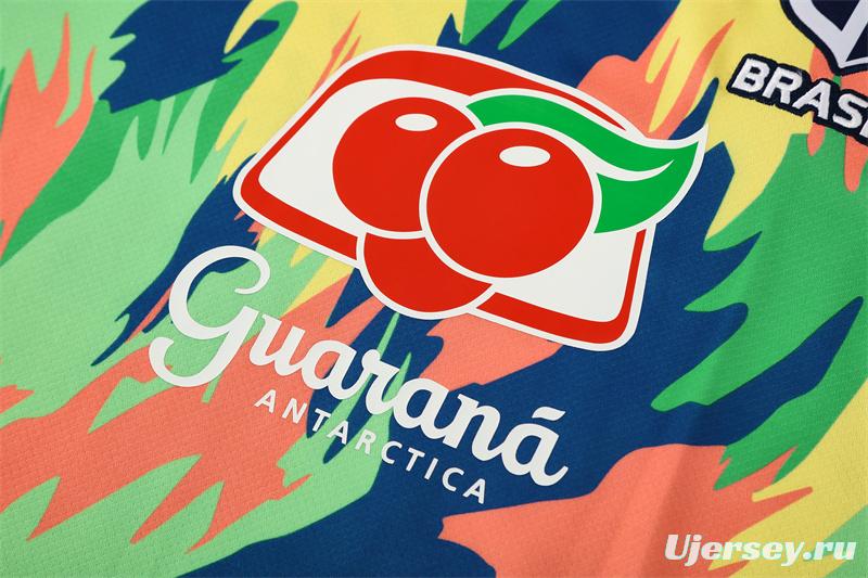 25/26 Brazil Blue Green Camouflage with XS Short Sleeve+Soccer Shorts