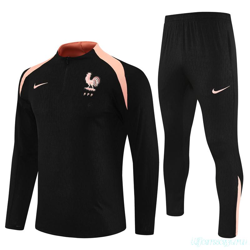 Player Version 25/26 France Black Half Zipper Jacket+Long Pants