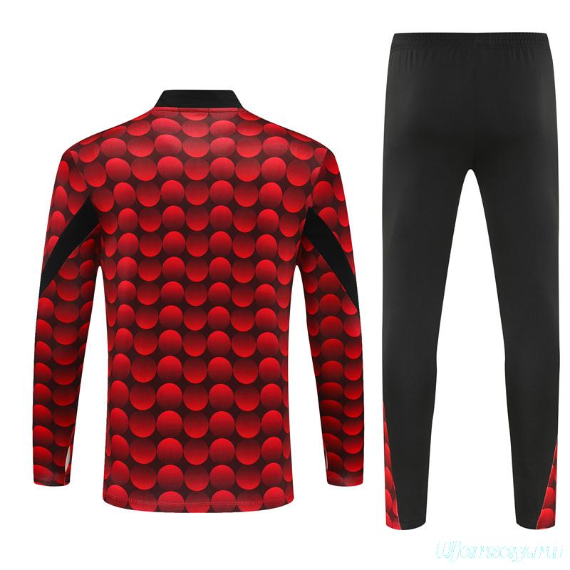 25/26 Feyenoord Red Black Camouflage Half Zipper Jacket+Long Pants