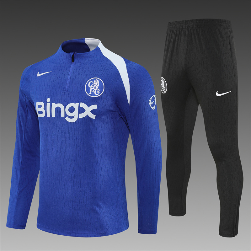 Player Version 25/26 Chelsea Color Blue T90 Half Zipper Jacket+Long Pants