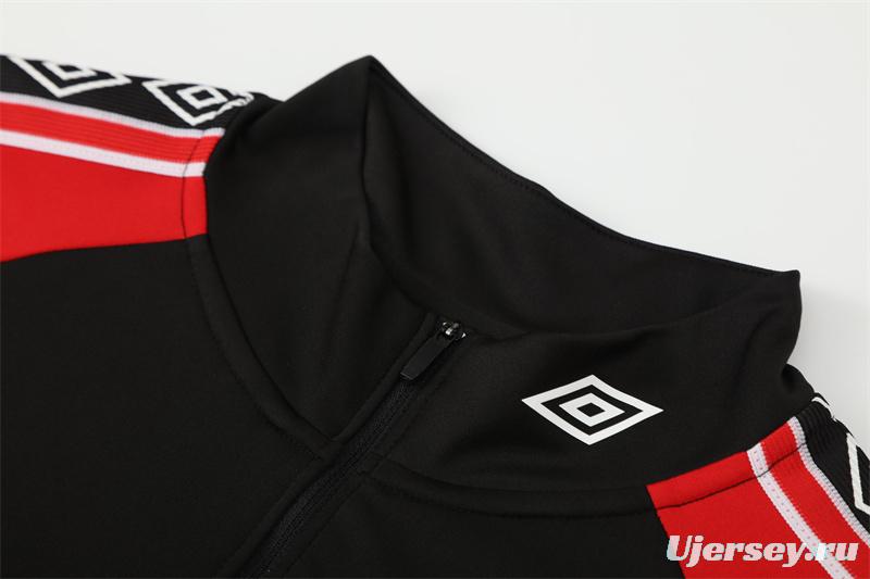 Retro 98/99 Manchester United Black Half Zipper Jacket