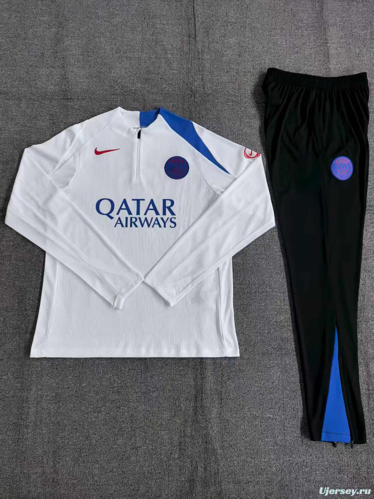 Player Version 25/26 Kids Paris White T90 Half Zipper Jacket+Long Pants