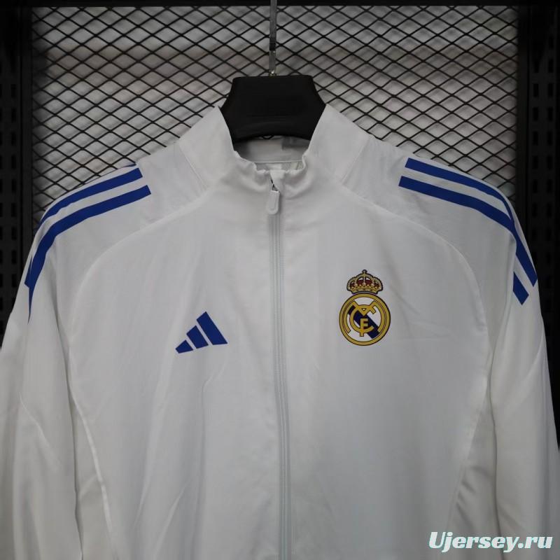 25/26 Real Madrid WHITE Windbreaker (with Inner Lining)