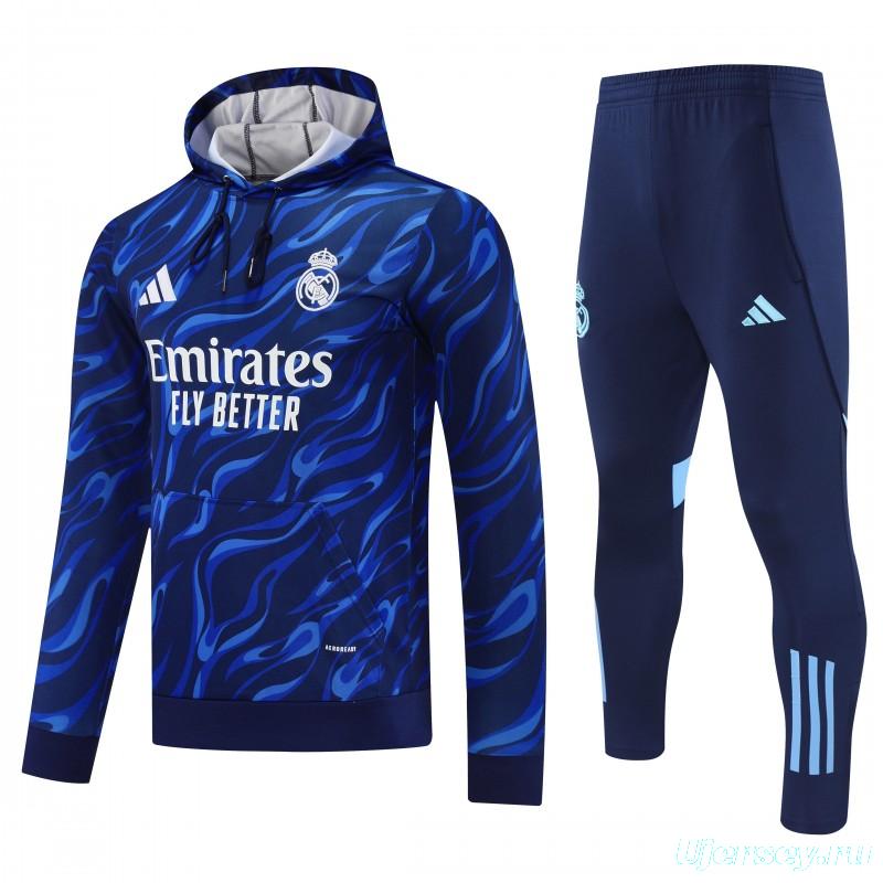 25/26 Real Madrid Blue Hoodie +Long Pants
