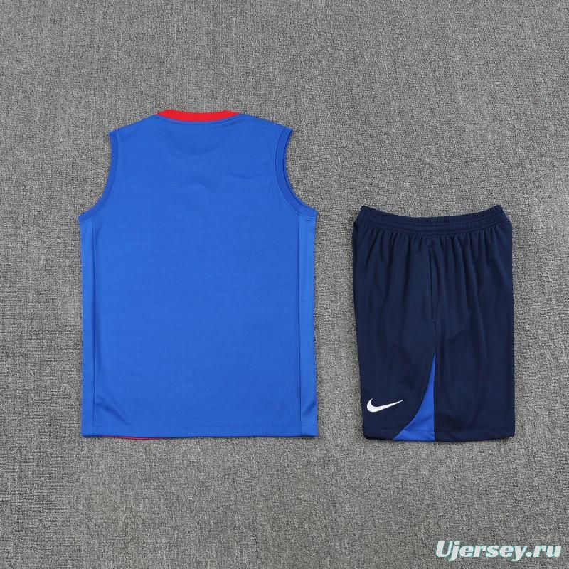 25/26 PSG Red/Blue Vest Jersey+Shorts