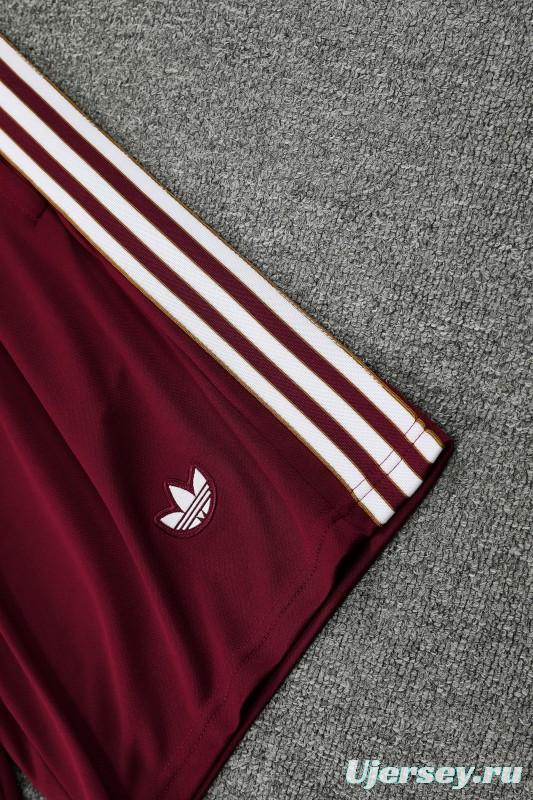 25/26 Arsenal Adidas Original Wine Short Sleeve Jersey+Shorts