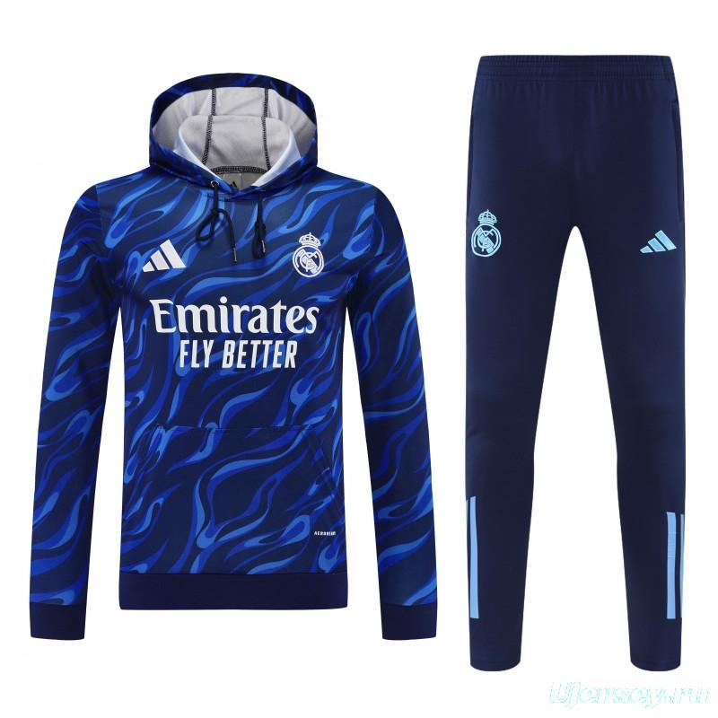 25/26 Real Madrid Blue Hoodie +Long Pants
