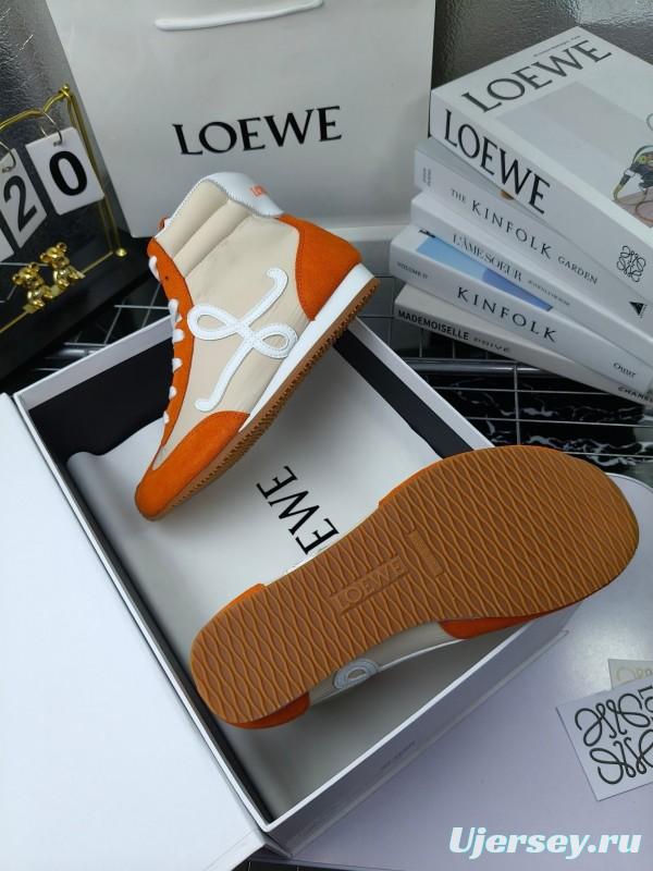 LOEWE High-Top German Training Sneakers Retro Fashion Casual White Shoes - LY00330