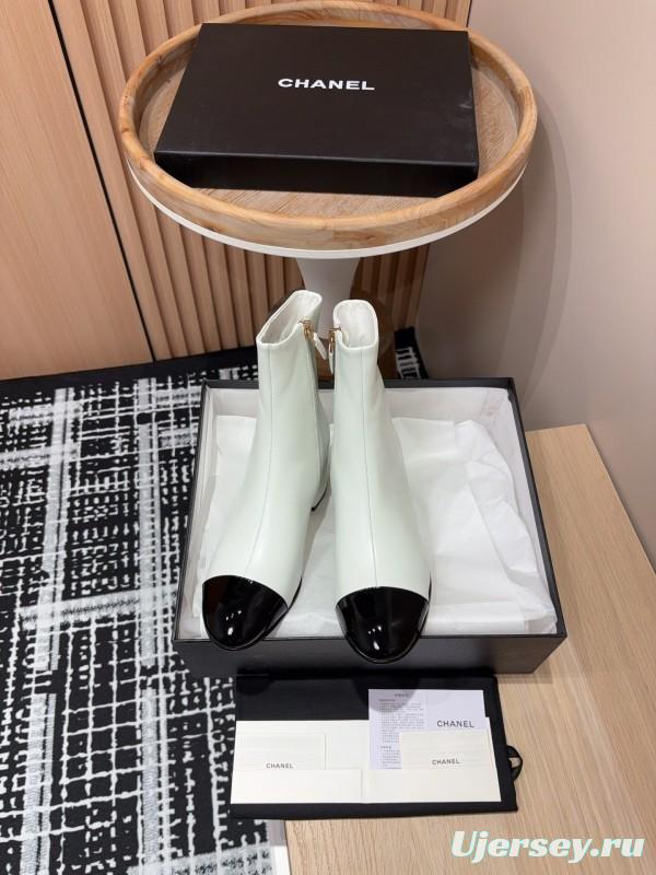 Chanel 2025/SS Quilted Patent Leather Block Heel Elastic Ankle Boots - LY00350