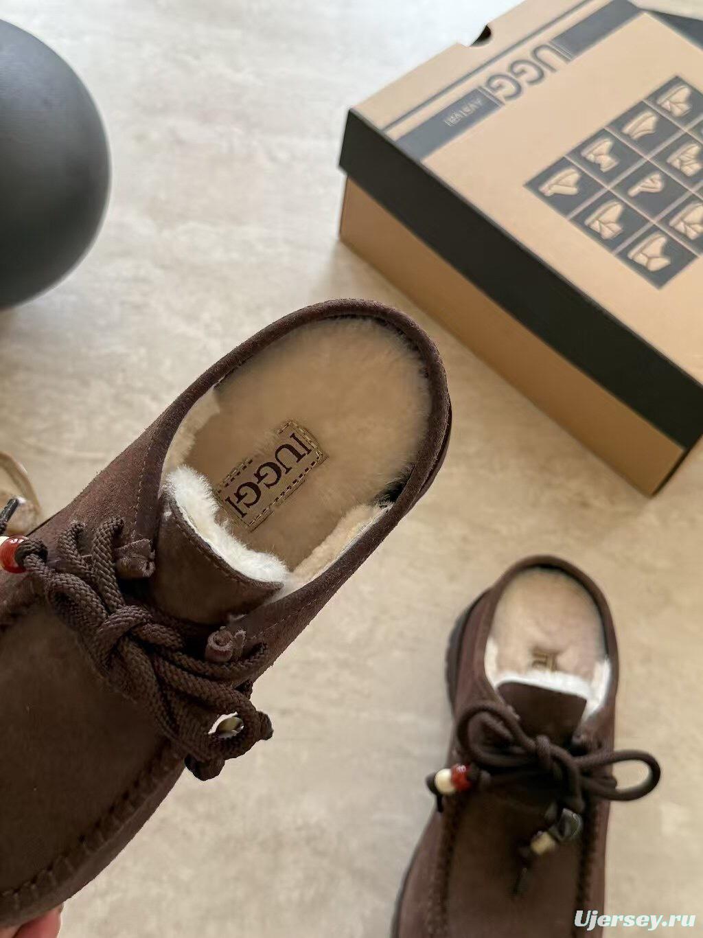 UGG Fall Winter 2025 Potato Wool Slippers Retro Acrylic Buckle Design - KFY00250