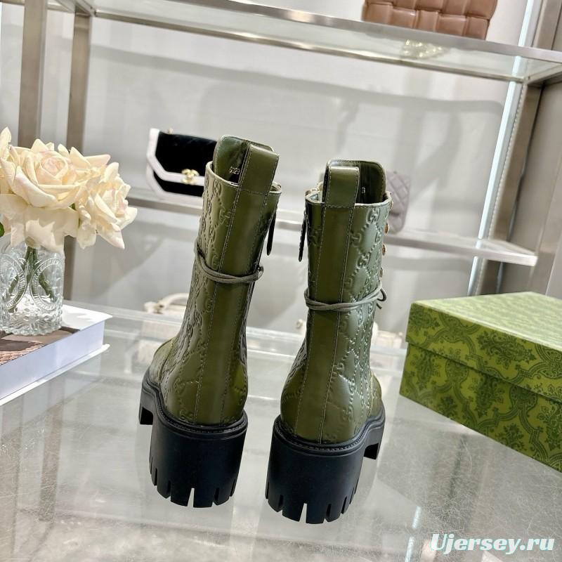 Gucci GG Lace-Up Ankle Boots in Calfskin - LY00380