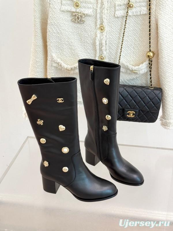 Chanel 2025/SS Double C Metal Buckle High Heel Boots - KFY00530