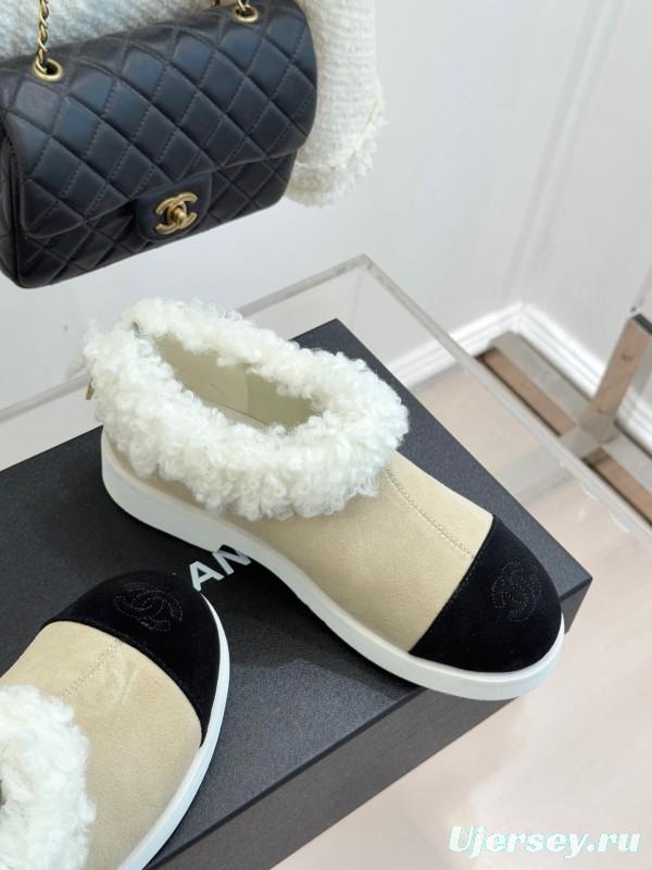 Chanel 2025/SS Double C Color-Block Shearling Snow Boots - KFY00270