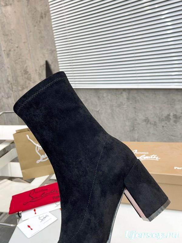 Christian Louboutin 2025/SS Chunky Heel Elastic Ankle Boots - LY00300