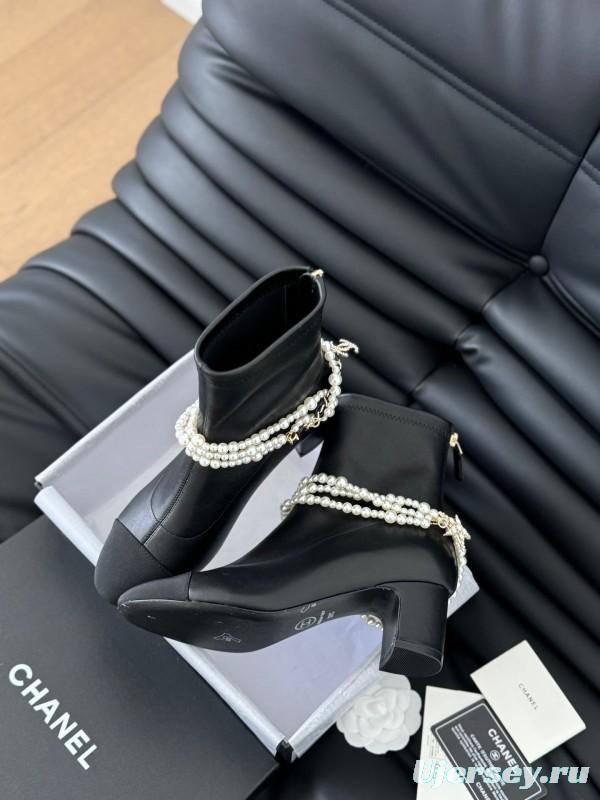 Chanel Pearl Collection Mary Jane Short Boots - LY00360