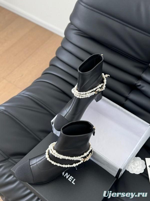 Chanel Pearl Collection Mary Jane Short Boots - LY00360