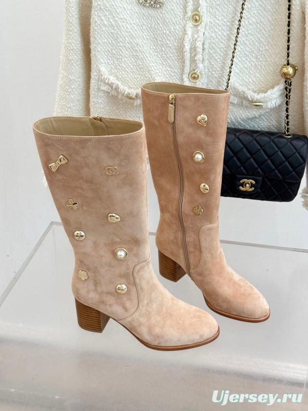 Chanel 25K Double C Metal Buckle High Heel Boots - KFY00530