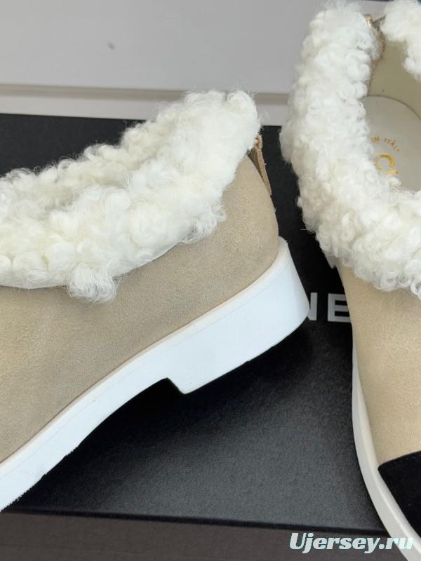 Chanel 2025/SS Double C Color-Block Shearling Snow Boots - KFY00270
