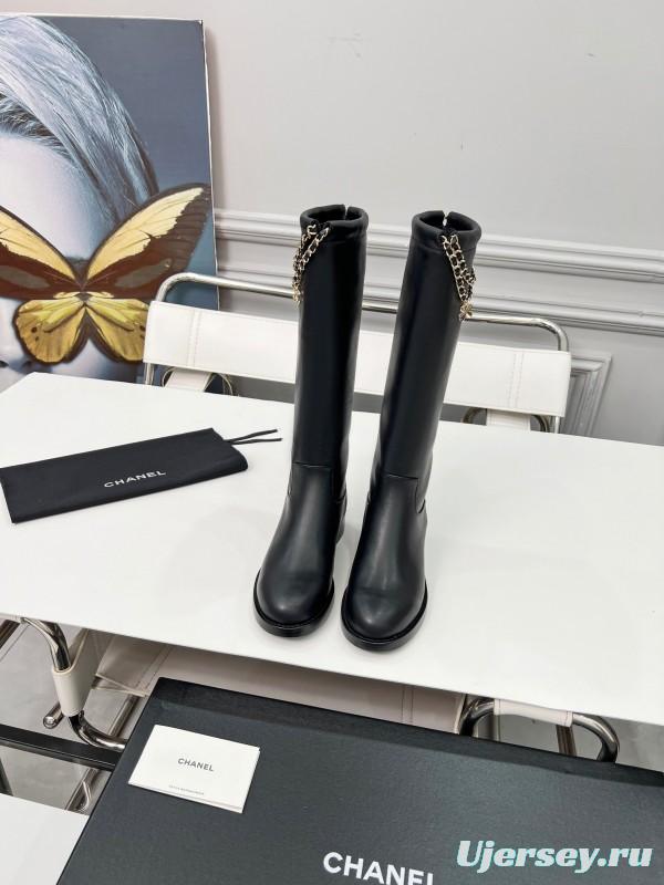 Chanel 2025 SS Quilted Leather Chain CC Four-Leaf Clover Flat Ankle Boots - LY00510