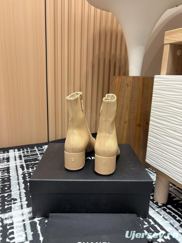 Chanel 2025/SS Quilted Patent Leather Block Heel Elastic Ankle Boots - LY00350