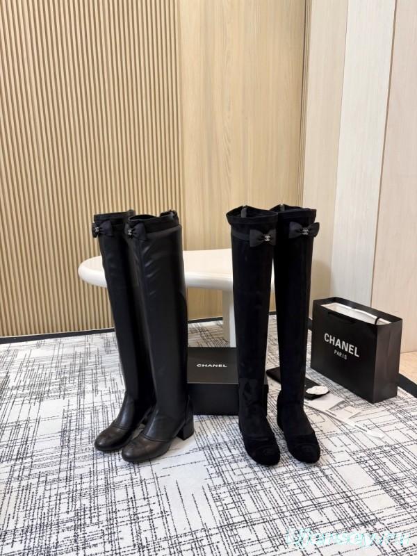Chanel Classic Chunky Heel Back Zipper Long Boots - LY00360