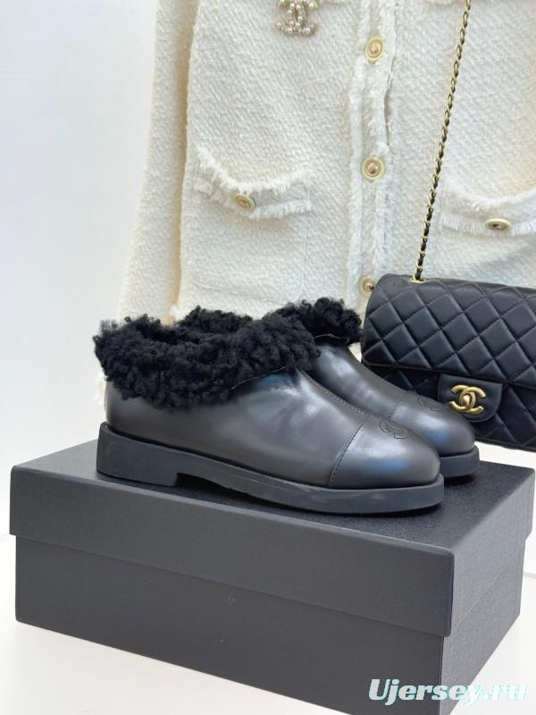 Chanel 2025/SS Double C Color-Block Shearling Snow Boots - KFY00270