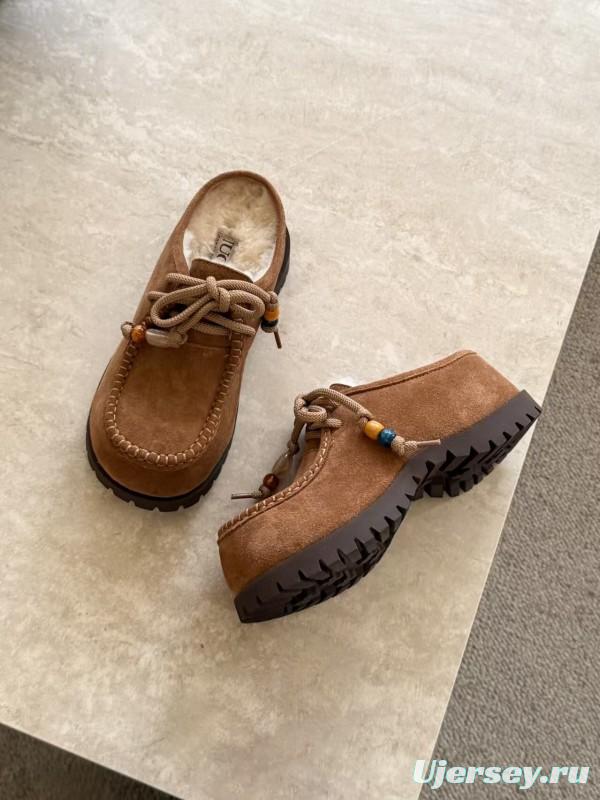 UGG Fall Winter New Potato Wool Slippers Retro Acrylic Buckle Design - KFY00250