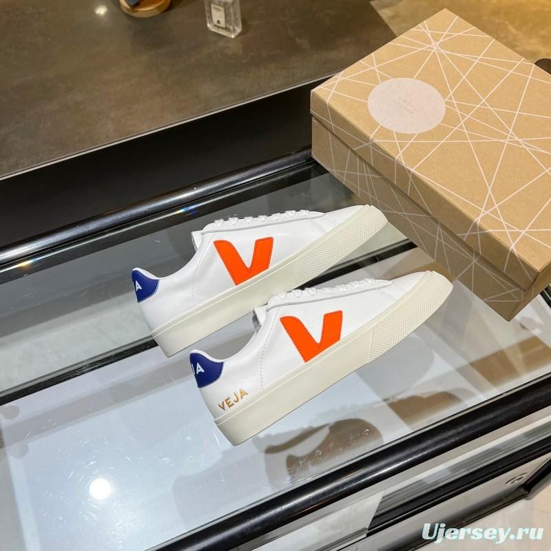 VEJA Classic White Sneakers V Logo Lace-Up Retro Flat Thick Sole Casual Sports Shoes - LY00220