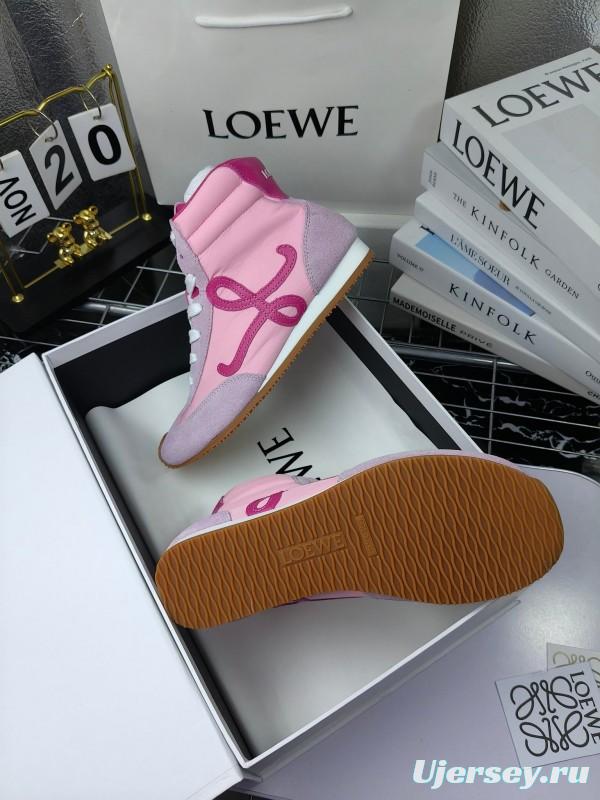 LOEWE High-Top German Training Sneakers Retro Fashion Casual White Shoes - LY00330