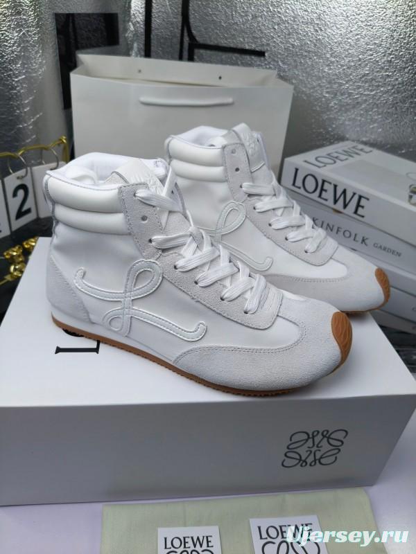 LOEWE High-Top German Training Sneakers Retro Fashion Casual White Shoes - LY00330