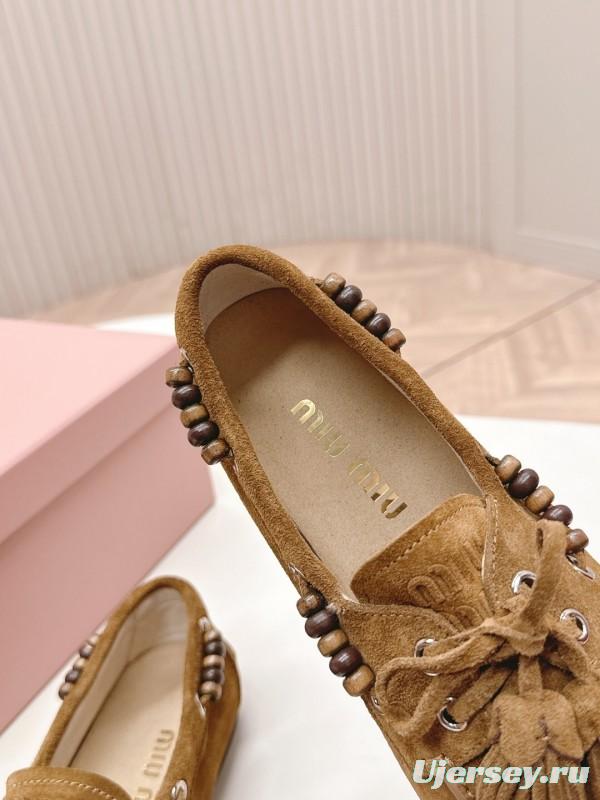 Miu Miu Fall/Winter 2025 Tassel Loafer Mule with Bead Accents - LY00330