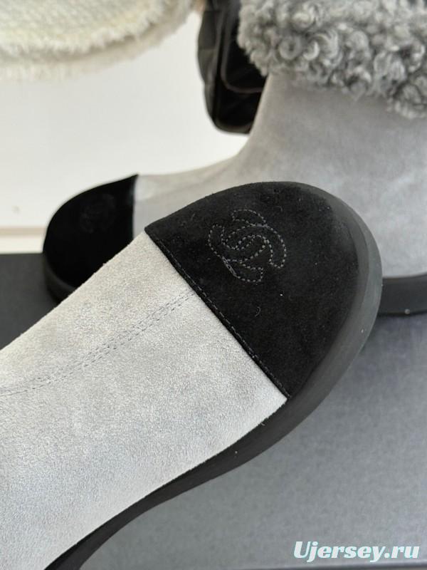 Chanel 2025/SS Double C Color-Block Shearling Snow Boots - KFY00300