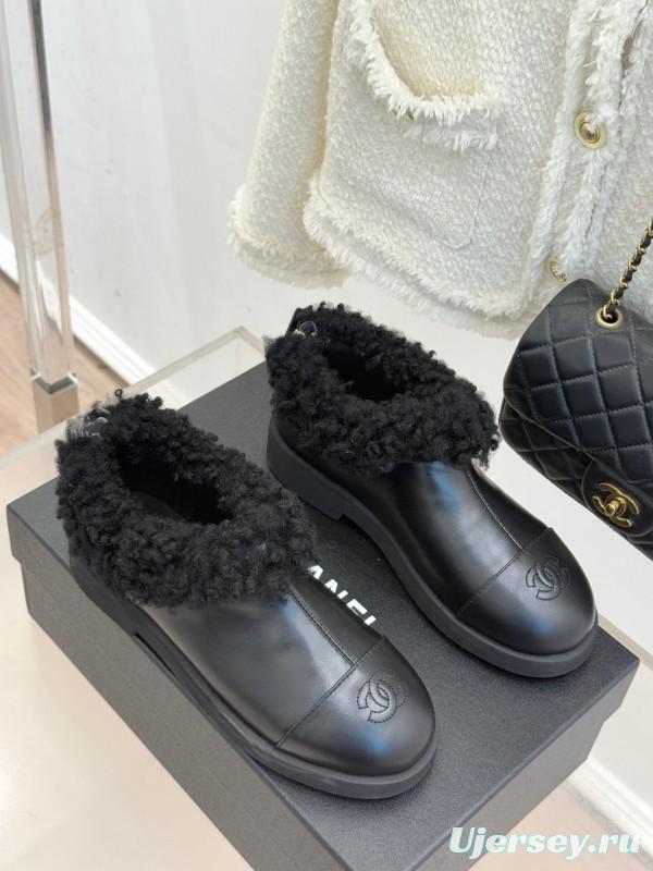 Chanel 2025/SS Double C Color-Block Shearling Snow Boots - KFY00270