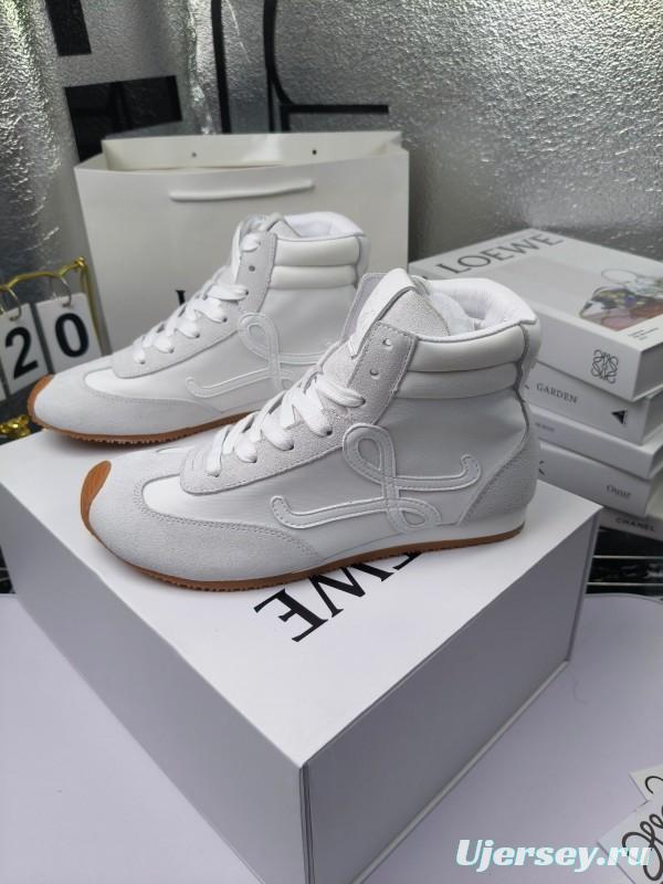 LOEWE High-Top German Training Sneakers Retro Fashion Casual White Shoes - LY00330