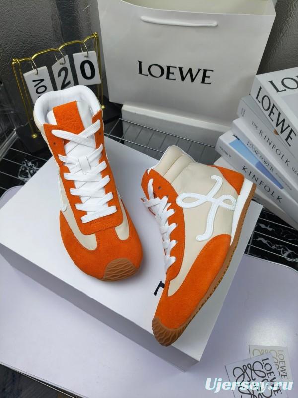 LOEWE High-Top German Training Sneakers Retro Fashion Casual White Shoes - LY00330