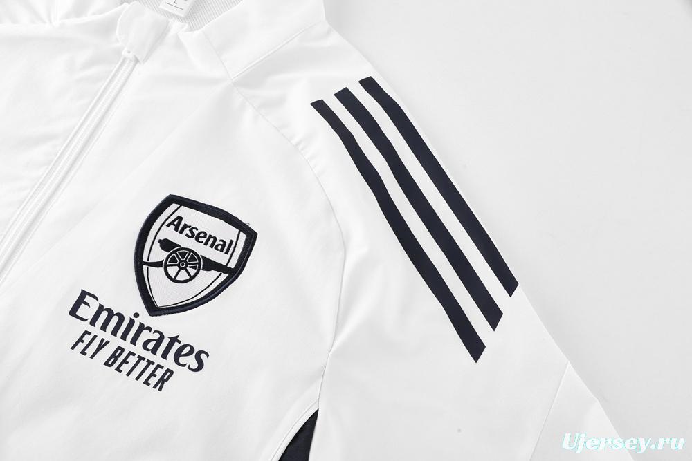 25/26 Arsenal White S-2XL Half Zipper Jacket+Long Pants