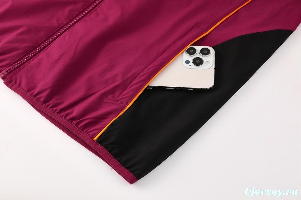 25/26 AS Roma Maroon S-3XL Half Zipper Jacket+Long Pants