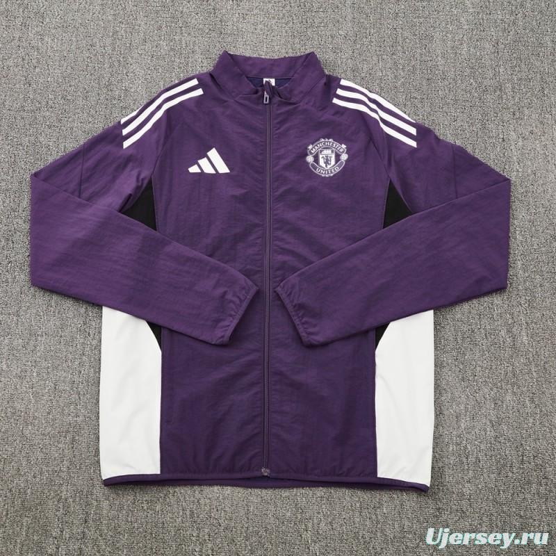 25/26 Manchester United Purple S-2XL Half Zipper Jacket+Long Pants