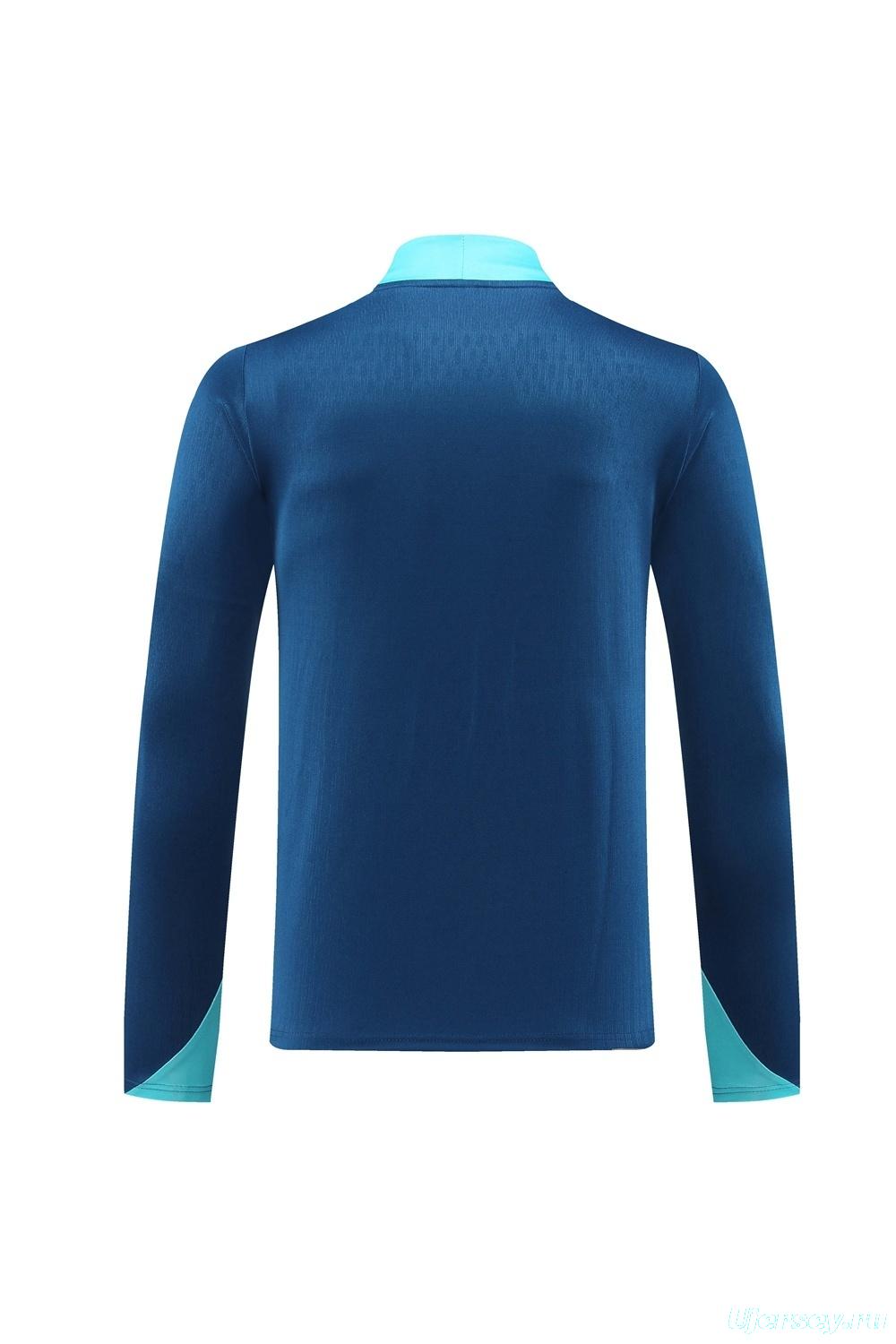 2025 Portugal Royal Blue Half Zipper Jacket+Long Pants