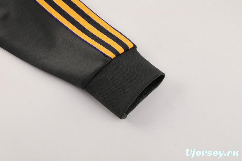 25/26 Manchester United 08 Dark Gray Half Zipper Jacket+Long Pants S-2XL